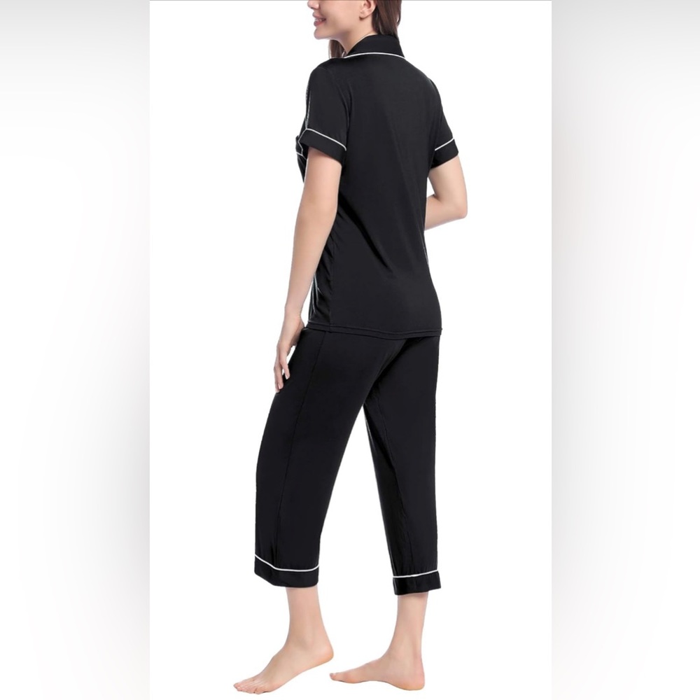 NWT Pajama Set for Women Soft Capri Button Up Cooling Pjs Set/Size XXL - Picture 4 of 7